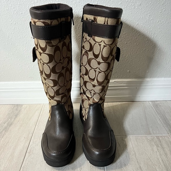 COACH Leather Signature C Kayla Snow Rain Boots 6M - Picture 2 of 7